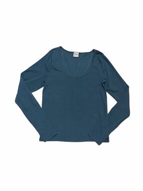 Aritzia TNA HomeStretch Blue Long Sleeve Top Sz L Loungewear Layer Athleisure
